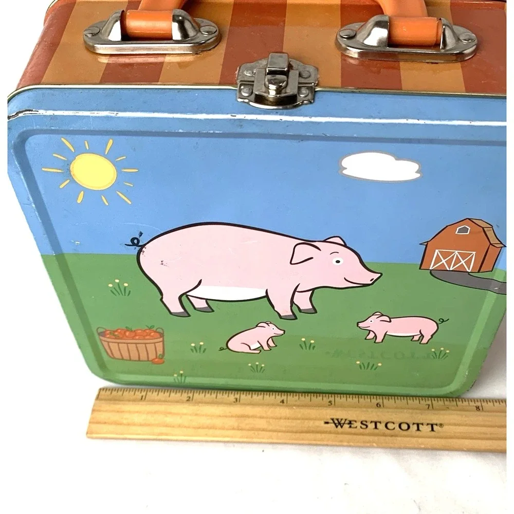Jack Rabbit Creations Metal Lunch Box Farm Theme Pig Sheep Barn